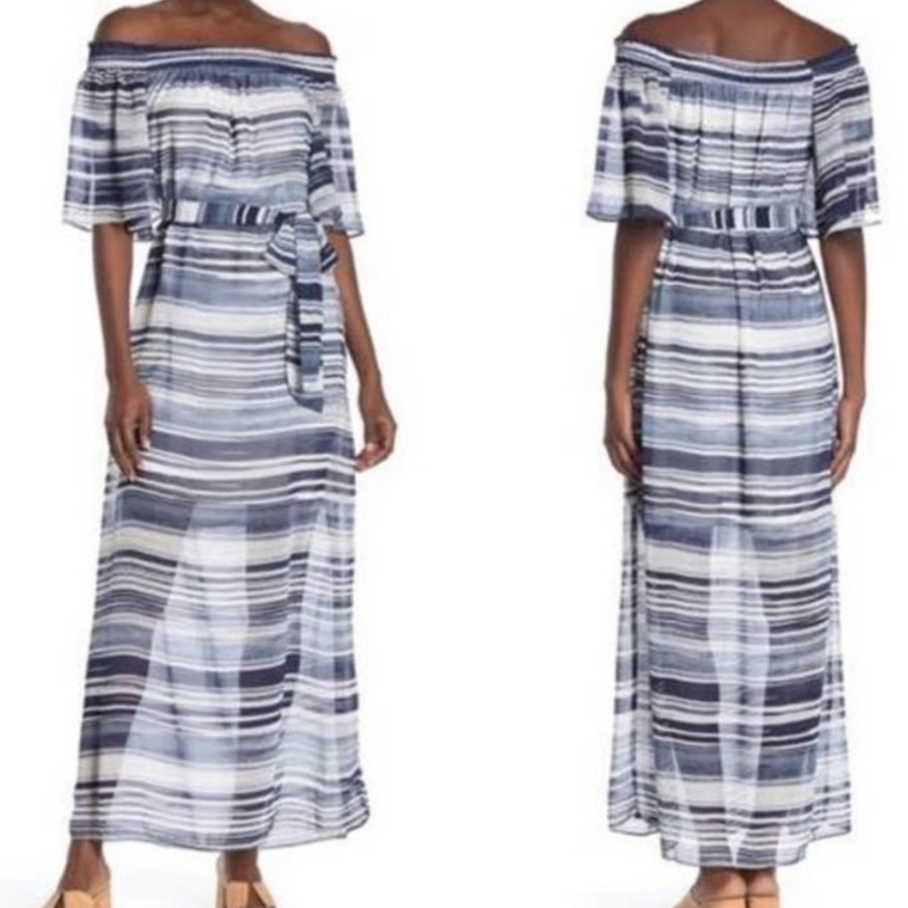 NWT Trina Turk “San Onofre” Indigo Off-The-Shoulder Maxi Dress - Picture 4 of 14